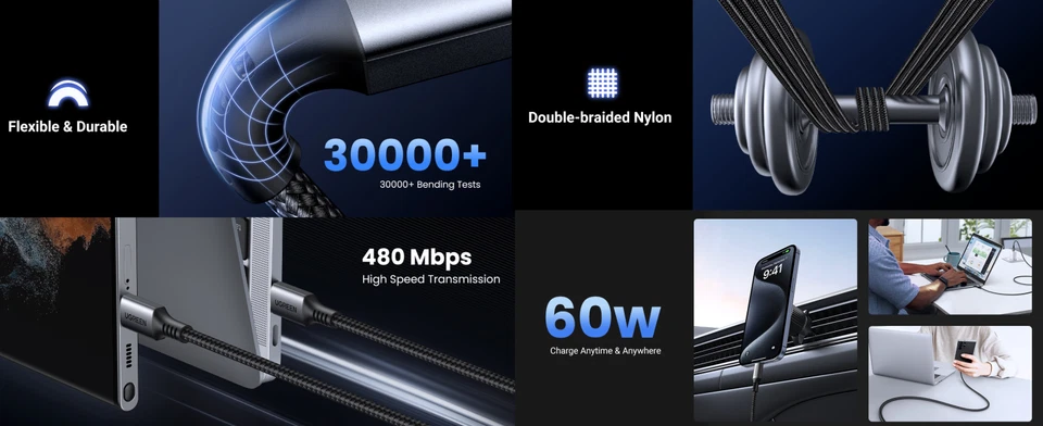 USB-C type male to USB-C type male Cable 1m, UGREEN/15373 - Image 4 of 4