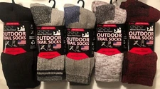 2 Pair Outdoor Trail Hiking Socks Merino Wool Blend Shoe size 6-11 CREW