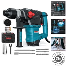 Heavy Duty Electric Rotary Hammer Drill with Vibration Control & Accessories