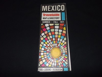 Mexico Map 1971 Travelaide Central America Fold Out Map Directory Mexican Route
