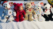 Set Of 5 TY Beanie Baby Bears Plush Toys 1998-99