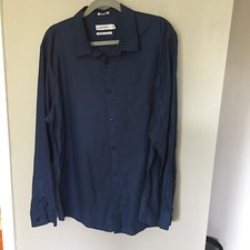 MENS PREOWNED CALVIN KLEIN COOL TECH NON IRON DRESS SHIRT XL BLUE