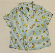 Jane & Bleecker Women's Stripes & Lemon Knit Pajama Top CF6 Novel Blue Large