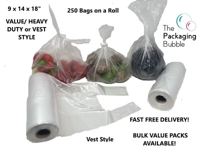 Klare HD Polybeutel auf Rolle 9''x14'' Obst/Gemüse/Fleisch/Metzger/Sandwich wiederverwendbar