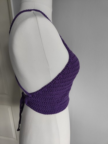 Handmade Women's Medium 10/12 Purple Cotton Crop Summer/Festival Top - Picture 3 of 5