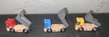 Brio World Wooden Railway 3 Dump Trucks Red/Blue/ Yellow Good Condition