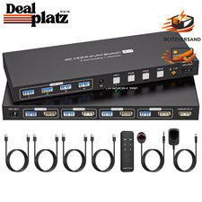 HDMI KVM Switch 4 Port für 4 PCs 1 Monitor 4K 60Hz USB 3.0 Kabel