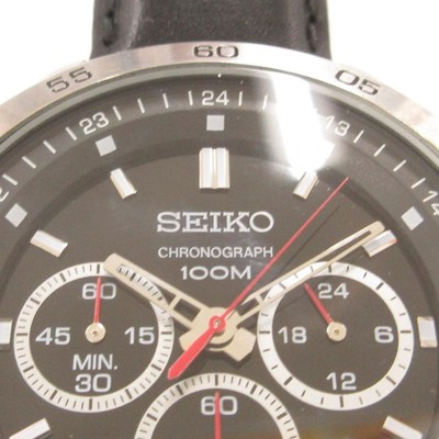 Seiko Watch 4T53-00A0 Analog Quartz Chronograph Black Dial Silver