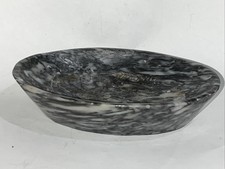 Carved Black Solid Marble Trinket Soap Dish 4.75" x 3.5" x 1" Vintage READ