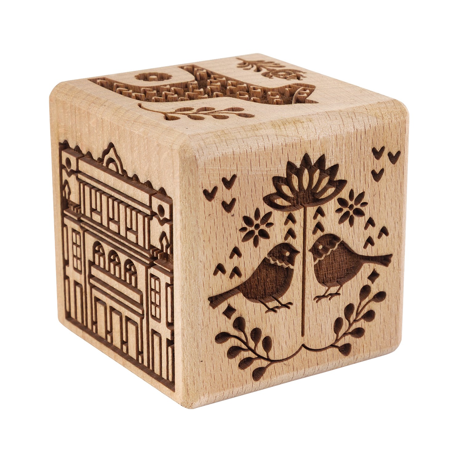 Cube en bois scandinave gravé de 6cm, une idée cadeau crémaillère originale