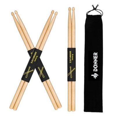 Donner Drum Sticks, 3 Pairs 5A Drumsticks Classic Maple Wood 5a, natural