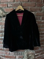 Vintage 70s 80s Black Velvet Blazer M/S