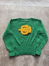 Vintage 50sb60s Varsity Basketball Letterman Green Sweater Knit Wool