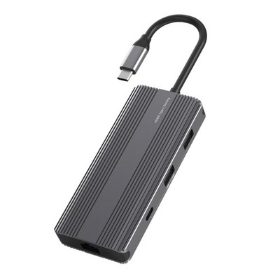 TypeC HUB Docking Station 2xUSB HDMI-compatible-8K Support PD100W Rj45 TF