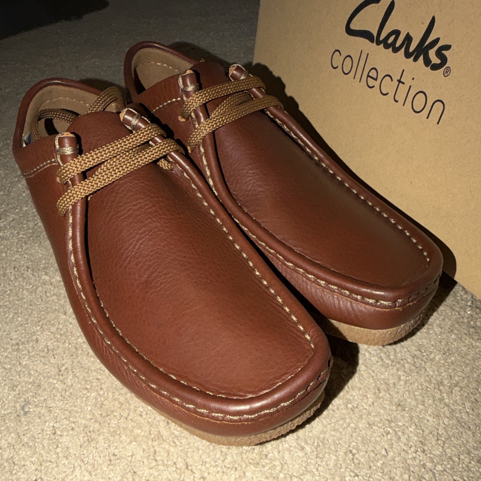 Clarks Shacre II Run Brown Leather Moccasin Comfort Men's Shoes Size 10 image 6