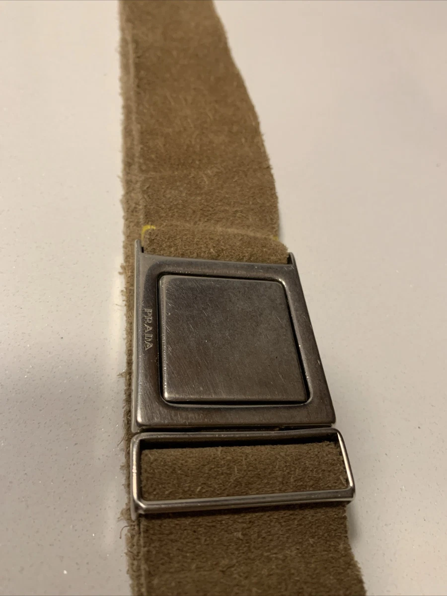 PRADA - Khaki Brown Multi Leather Hardware Belt Prada Leather Belt | Sendegaro main image 4