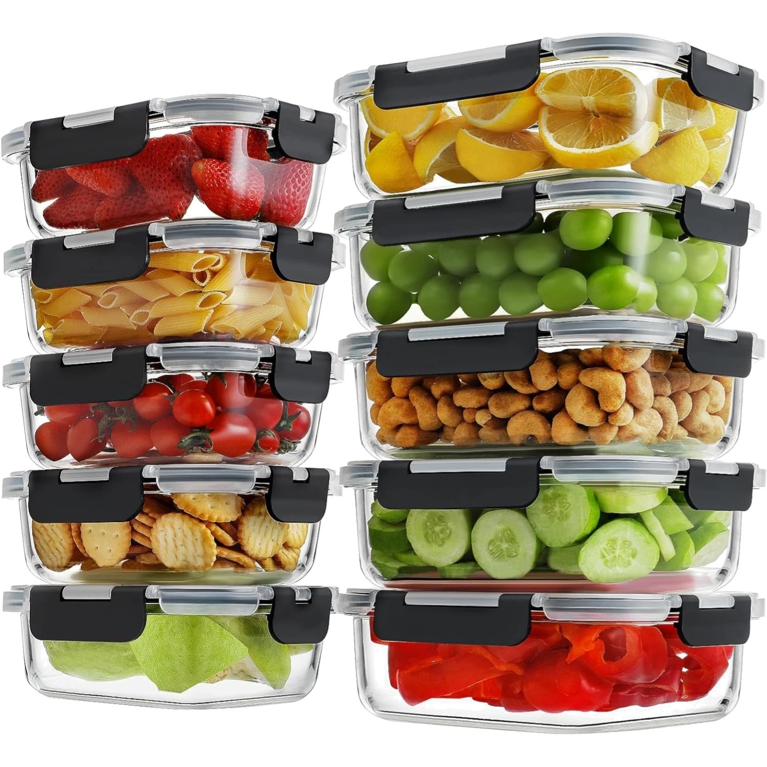 Glass Food Storage Containers Set 20 Pieces Leak Proof Airtight Bpa Free