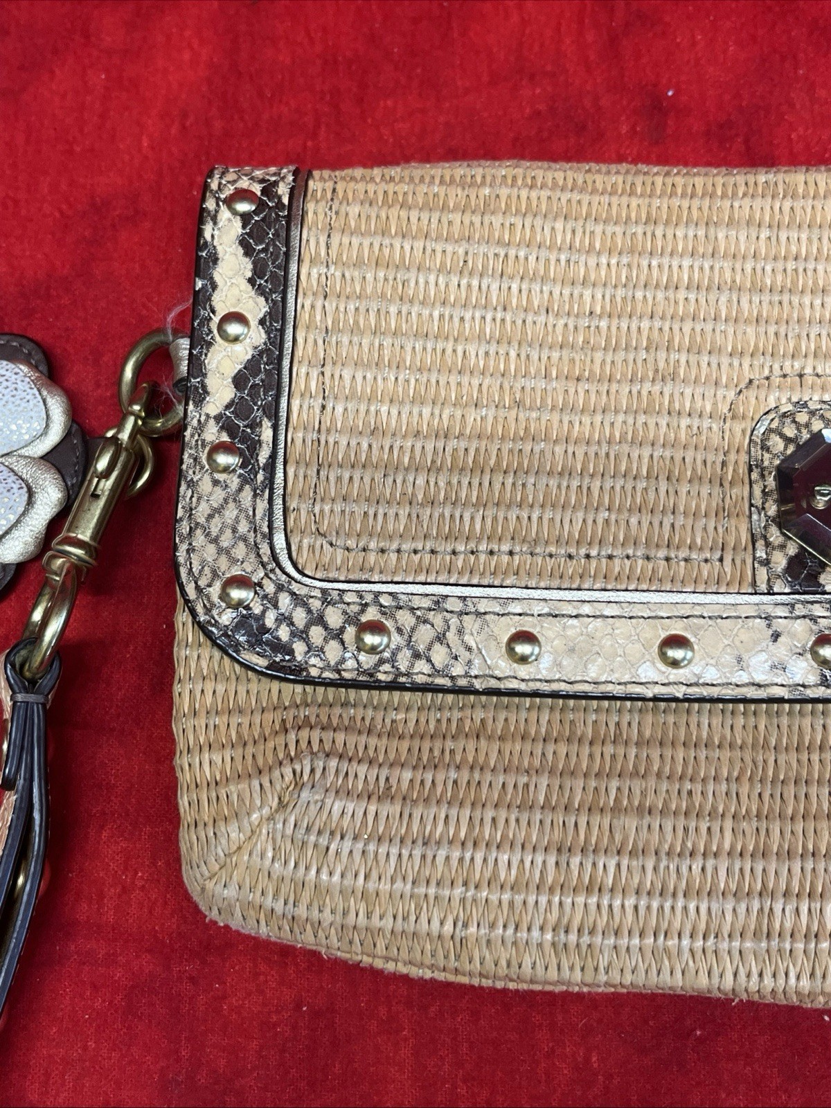 COACH NATALIE STRAW CLUTCH w/ PYTHON EMBOSSED LEA… - image 6