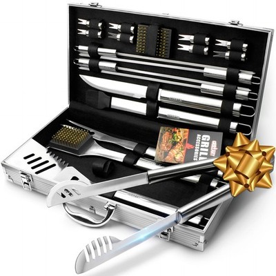 GRILLART BBQ Grill Utensil Tools Set Reinforced BBQ Tongs 19Piece StainlessSt...