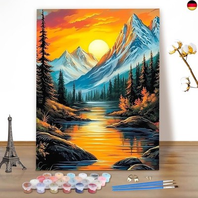 Malen Nach Zahlen Erwachsene, DIY Set Erwachsene Berge Bastelset Landschaft, 3 P