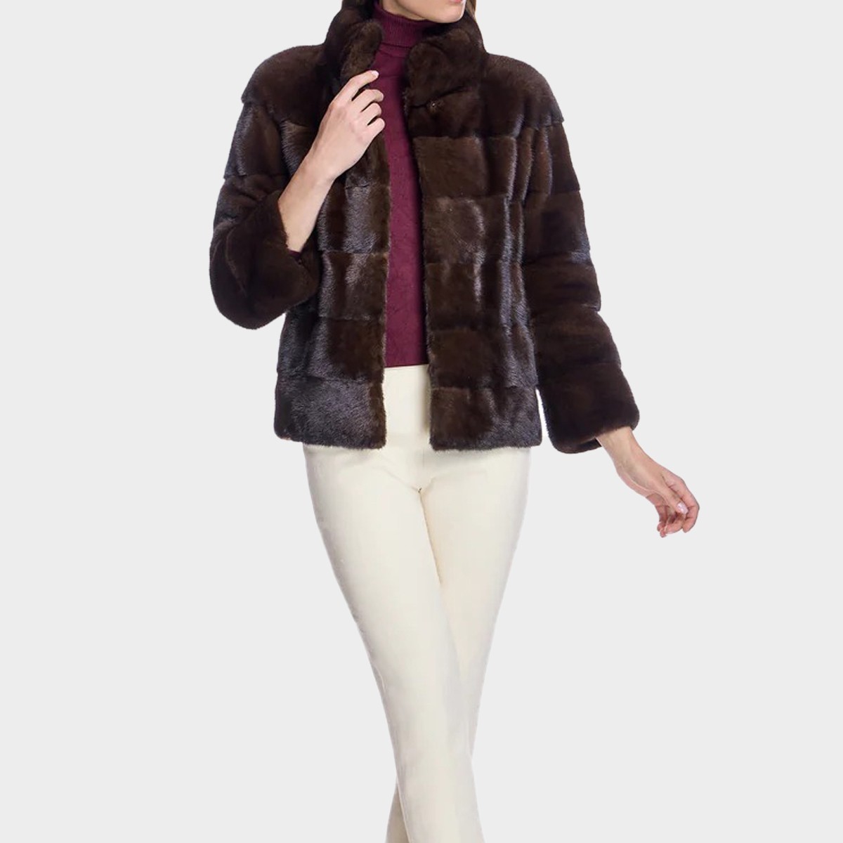 Women's Brown Mink Fur Jacket - Real Mink Fur - Luxury Winter Brown Coat New
