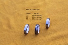 3 damascus steel finger ring silver liner inside valentine gift 7.5 US size