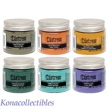 Tim Holtz Distress Embossing Glaze Bundle 6 Jars Tumbled Glass, Shaded lilac