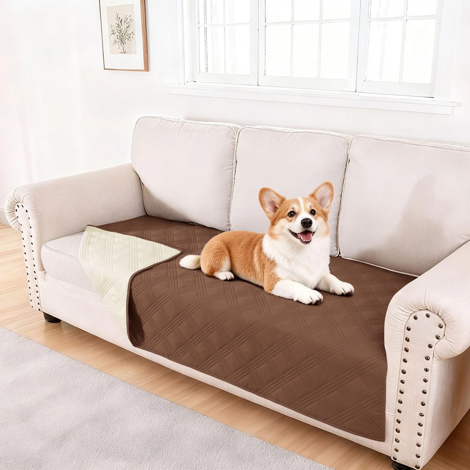 Waterproof Dog Blanket, Reversible Pet Bed Blanket, Soft Sofa Couch Cover for...