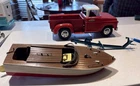 Tonka Trucks - Red Tonka Pick-Up, Trailer, And Wooden Boat