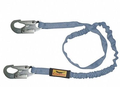 Condor 19F382 Shock Absorbing Lanyard, 6 Ft., 310 Lb. Weight Capacity, Blue