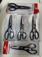 Multipurpose Stainless Steel Scissors w/ Jar/Bottle Opener - Pack of 5