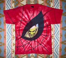 Vintage Spider Man Shirt L Goblin 1998 Red AOP Tee Tie Dye 90s Y2K Marvel Movie