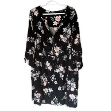 Torrid Black Floral Print 1/2 Sleeve Dress Size 3 