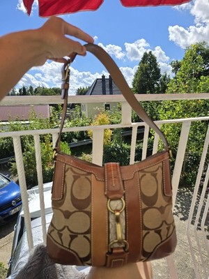 Coach 11067 Hampton Brown Python Stripe Hobo Bag