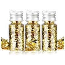 3 Flaschen Blattgold Flocken - Goldfolie Dekoration für Kunsthandwerk