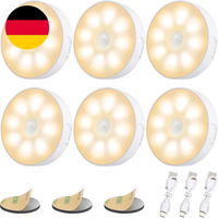 6 StüCk 8 Leds Nachtlicht Mit Bewegungsmelder, Nachtlampe, Usb Wiederaufladbares