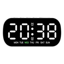 Image of LED Electric Digital Alarm Clock Mains Power Mirror Display Bedroom Bedside UK