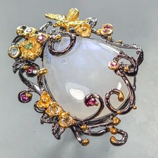 Women jewelry 40 ct Natural Moonstone Ring 925 Sterling Silver Size 7.5 /R446296