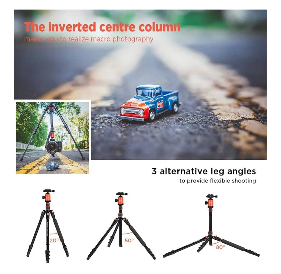 77’’ Tripod, Camera Tripod for DSLR, Compact Aluminum Tripod W 360 Degree - Image 2 of 4