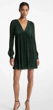 Michael Kors Snake printed pleated V Neck Mini dress Size L