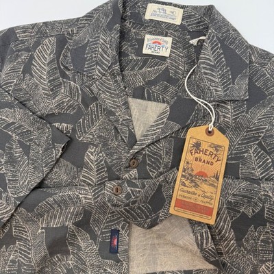 FAHERTY BRAND Mens Short Sleeve Breeze Camp Shirt Rainforest Leaf Small NEW