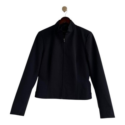 WEEKEND MAX MARA Black Full Zip Structured Mock Neck Jacket Women s Size 10 M