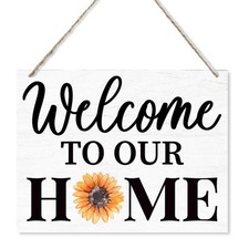 Farmhouse Welcome Sign Wooden Plaque Front Door Porch Wall Decor Rustic