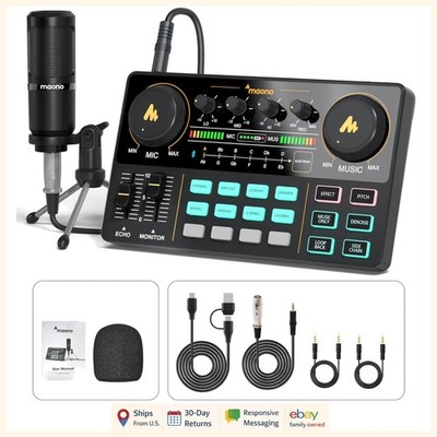 Podcasting Studio Bundle with Mixer, Microphone, and Multi-Device Compatibility
