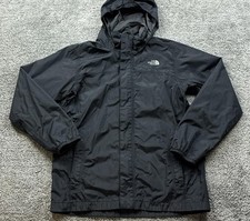 The North Face Jacket Boys Large 14-16 Black Hooded Zip Lightweight Rain Coat