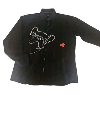 MACEOO Fibonacci Pug Shirt Mens Size M Black Italian Button Down Long Sleeve