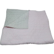 Pottery Barn Kids Twin Quilt Sham Pink Gray Reversible Girls Dorm Bedding Pastel