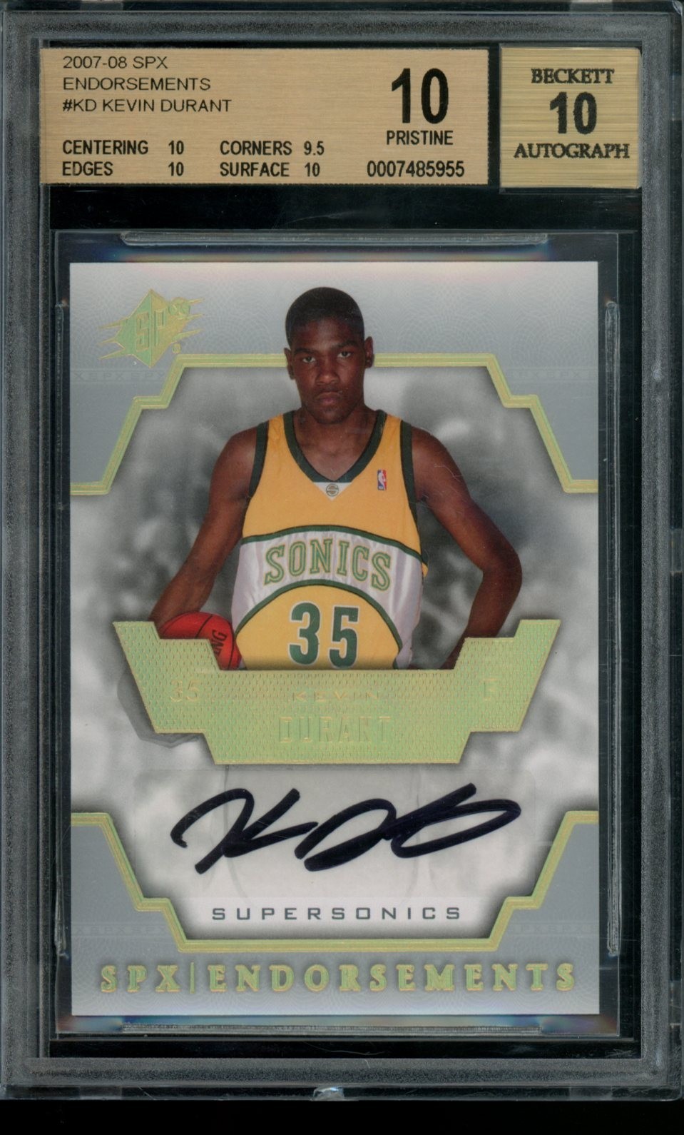 2007 SPX, Endorsements, Kevin Durant Rookie Auto BGS 10/10