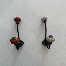 2 Pack Wall Hooks For Coats Hats Bags Black Arc Double Hook Painted Metal Sturdy