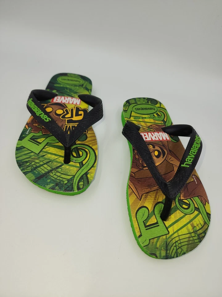 Havaianas Kids Green Black Disney Marvel Groot Print Flip Flop Sandal Sz 13C/1Y - Image 2 of 4